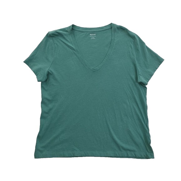 Madewell Tops - Madewell T-Shirt Womens XL Green V-Neck Pocket Tee Short Sleeve Softfade NEW NWT